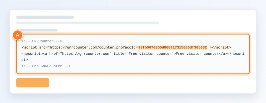 Het gemarkeerde codevak op de resultaatpagina van de teller