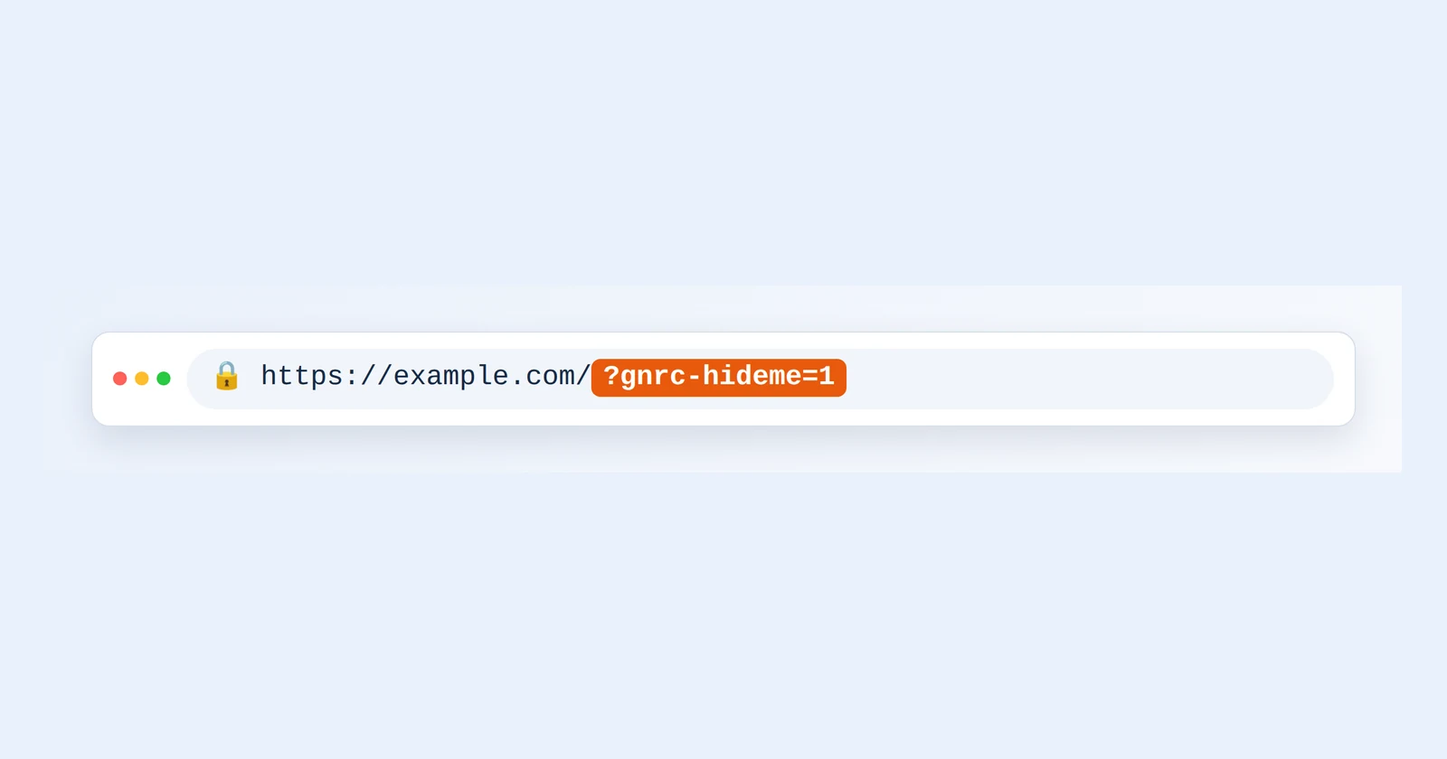 Een adresbalk van een browser met ?gnrc-hideme=1 aan het einde van een webadres